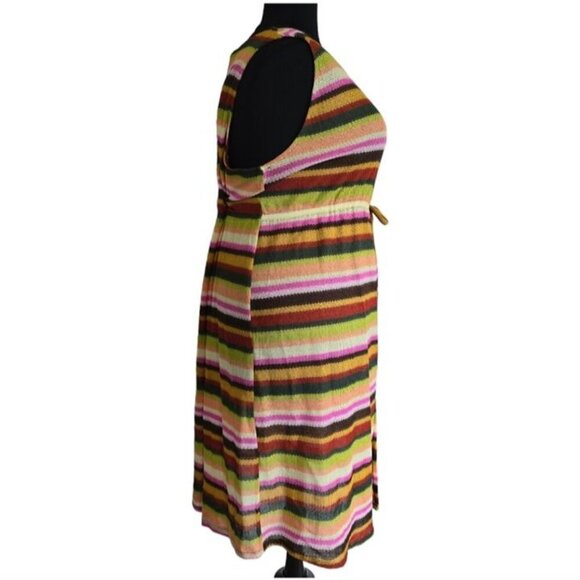 Cato Plus Striped Multicolor Duster Cardigan Vest Jacket Cover Up Swim Long 26W - Picture 3 of 7
